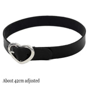 Choker Collar Necklace Woman Black Punk Sexy PU Leather Heart Lock Key Spike Chocker Gothic Cosplay Accessories Party Jewelry