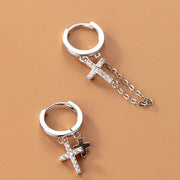 Gothic Cross Pearl Dangle Earrings for Women Elegant Tassels Sparkling Zircon Rhinestone Romantic Ear Accessorie Fashion Jewelry