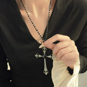 Gothic Cross Necklace for Women Men Vintage Zinc Alloy Jewelry Fashion Unisex Gothic Style Chain Pendant Party Gift Black Silver
