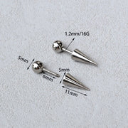 2Pcs Stainless Steel Gothic Punk Black Piercing Earrings Women Men Popular Spike Tip Cone Personality Studs Earring Body Jewelry