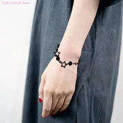 62KE Stylish Gothic Bracelet with Large Hollow Star Elegant Accent Hand Strings