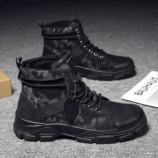 Camouflage Men's Boots Trendy Casual Workwear Shoes Medium Top Boots Retro Hiking Trekking Climbing Desert Boots Motocross Boots