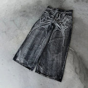 2025 New Gothic Retro Oversized Baggy Fit Unisex Mopping Pants Y2K  High Street Spider Embroidered Patch Hip Hop Streetwear