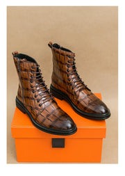 Men Fashionable Pointed Leather Chelsea Boots Versatile British Style Business High Top Casual Boots Men Street Motorcycle Boots