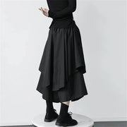 Gothic Irregular Skirts Women Y2K High Waist Cargo Midi Skirt Harajuku Vintage Punk Japanese Black Pleated Casual A Line Skirt