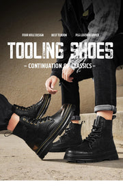 Men's Ankle Boots, Retro British High-top Men's Boots, High-quality Leather Shoes, 2025 New Style Outdoor Men's Motorcycle Boots