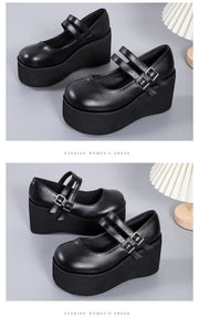 Brand New Female Lolita Cute Mary Janes Pumps Platform Wedges High Heels women's Pumps Sweet Gothic Punk Shoes Woman