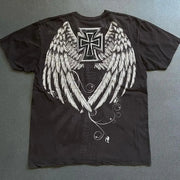 2000s Gothic T shirt Suffering Skeleton Print Top Y2K Angel Hip Hop Harajuku Street Plus Size Loose T shirt Fashion Clothing