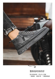 Men's boots autumn and winter new warm plush outdoor casual boots work boots fashion versatile soft soled comfort leather boots