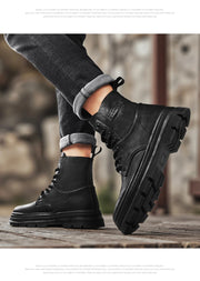 Men's Ankle Boots, Retro British High-top Men's Boots, High-quality Leather Shoes, 2025 New Style Outdoor Men's Motorcycle Boots
