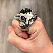 Gothic Punk Style Men's Gems Stone Rings for Men Women Open Adjustable Rings Engagement Wedding Jewelry Gifts Accessories