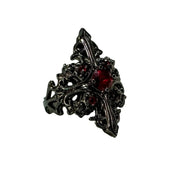 Gothic Style Black Color Cross Inlaid Imitation Ruby Open Ring UNISEX Punk Party Jewelry Ring