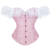 Gothic Women Off Shoulder Corset with Lace Sleeves Elegant Victorian Showgirl Party Costume Sexy Plus Size Corsets
