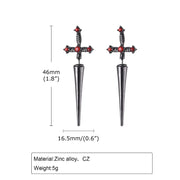 Gothic Kinitial Sword Earrings Vintage Cool Punk Crystal Ear Jacket Goth Dagger Earrings For Men Rock Anniversary Jewelry Gift
