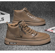 Men's boots autumn and winter new warm plush outdoor casual boots work boots fashion versatile soft soled comfort leather boots
