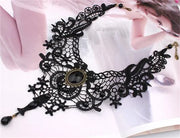 Gothic Crystal Tasse Lace Choker Necklaces Victorian Black Lace Necklace for Women Girl  Punk Dark Jewelry Collares Para Mujer