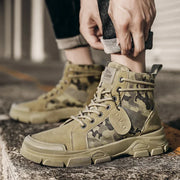 Camouflage Men's Boots Trendy Casual Workwear Shoes Medium Top Boots Retro Hiking Trekking Climbing Desert Boots Motocross Boots