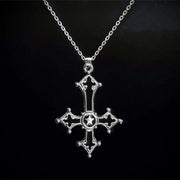Gothic Cross Necklace For Women Men Punk Hollow Flower Cross Charms Choker Chain Vampires Pendant Jewelry Party Accessories Gift