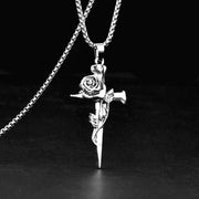 Gothic punk rose men's necklace fashionable hip-hop retro cross pendant popular jewelry decoration gift