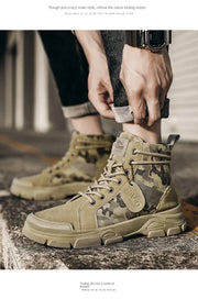 Camouflage Men's Boots Trendy Casual Workwear Shoes Medium Top Boots Retro Hiking Trekking Climbing Desert Boots Motocross Boots