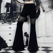 Gothic Dark Fashion Flared Pants Women's Sexy Suede Embossed Long Pant Spicy Girl Trousers