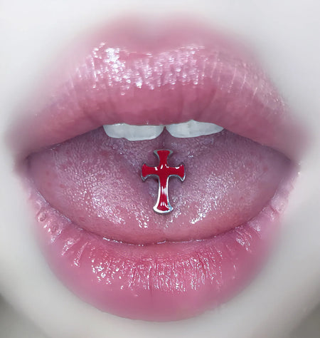 Multi-color Gothic cross tongue ring titanium steel piercing tongue jewelry cool punk style body piercing jewelry
