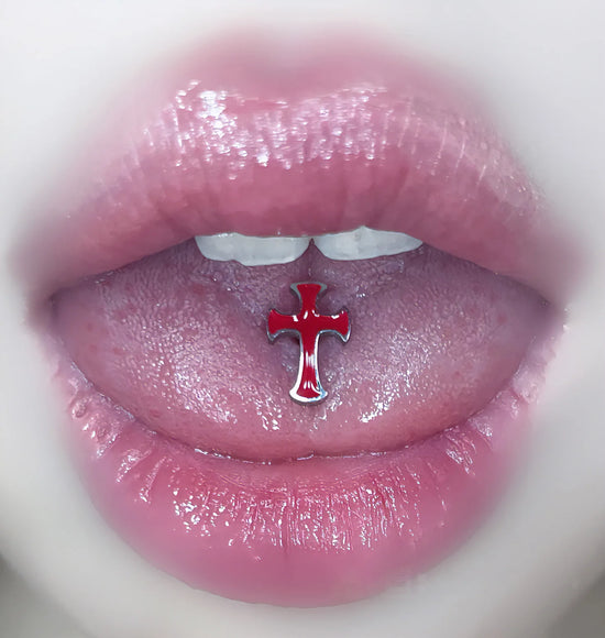 Multi-color Gothic cross tongue ring titanium steel piercing tongue jewelry cool punk style body piercing jewelry