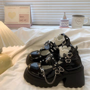 Punk k JK orm Mary Janes High Heels Thi Bot Small Leather oes Women's Lolita Faion Single oes Korean Sle
