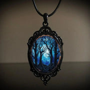Gothic Horror Cameo Necklace Women Man Witch Jewelry Accessories Bat Castle Crow Black Cat Pumpkin Charm Rope Chain Choker Trend