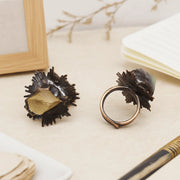 Gothic Natural Crystal Rings Boho Hypoallergenic Adjustable Rings Unique Design Alloy Raw Stone Rings Alternative Fashion