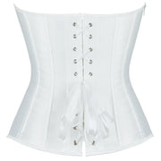 Gothic Black Satin Overbust Corset Top for Women Sexy Lace-Up Side Zipper Waist Bustiers Body Shaper Lingerie