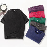 Men Casual Washed Cotton Vintage T-Shirt Men Gothic Girl Punk Rock Retro Animated Oversized Unseix Large Washed T-Shirt