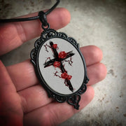 Gothic Horror Cameo Necklace Women Man Witch Jewelry Accessories Bat Castle Crow Black Cat Pumpkin Charm Rope Chain Choker Trend