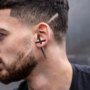 Gothic Kinitial Sword Earrings Vintage Cool Punk Crystal Ear Jacket Goth Dagger Earrings For Men Rock Anniversary Jewelry Gift