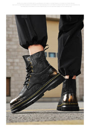 Men's Ankle Boots, Retro British High-top Men's Boots, High-quality Leather Shoes, 2025 New Style Outdoor Men's Motorcycle Boots