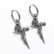 Gothic Fashion Rose Drop Earrings for Women Vintage Hip Hop Style Stainless Steel Earring Male Ear Jewelry Accessories Wholesale