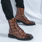 Men Fashionable Pointed Leather Chelsea Boots Versatile British Style Business High Top Casual Boots Men Street Motorcycle Boots