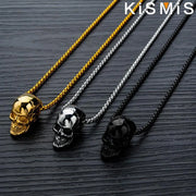 Gothic Skull Necklace for Men Women Stainless Steel Pendant Chain Halloween Jewelry Gift Gold Silver Black Plated