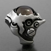 Gothic Punk Style Men's Gems Stone Rings for Men Women Open Adjustable Rings Engagement Wedding Jewelry Gifts Accessories