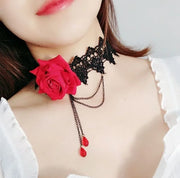 Gothic Black Lace Choker Necklace For Women Vintage Tassel Clavicle Chain Halloween Collar Choker Steampunk Party Jewelry Gift