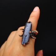Gothic Natural Crystal Rings Hypoallergenic Unique Design Adjustable Rings Alloy Boho Raw Stone Rings Alternative Fashion
