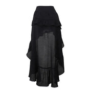 Goth Dark Kawaii Black Tiered Skirts 90S Retro Irregular Hem Party Bottoms Mall Gothic Women Fashion Dragging Skirt Alt Clothing