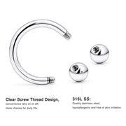 1Pair Steel Circular Barbell Horseshoe 16G 20G Lip Eyebrow Nose Septum Piercings Hoop Ear Cartilage Helix Lobe Earring Piercings