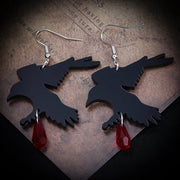 Gothic Black Romantic Crow Dangle Drop Earrings for Women Dark Halloween Jewelry Girls Cool Fashion Accessories