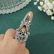 Gothic Punk Ring Rock Scroll Joint Armor Knuckle Metal Full Finger Claw Rings Halloween Unisex Adjustable Ring Vintage Jewelry
