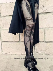 Woman Girls Gothic Cartoon Fishnet Stockings Snake Kuromies Skull Socks Mesh Tights Panties Lolita Plus Size Pantyhose Leggings