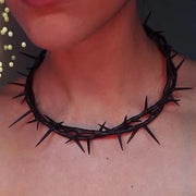 Gothic Black Lace Velvet Thorn Necklace for Women Fashion Punk Choker Necklace Halloween Party Chokers Necklaces Jewelry Gifts