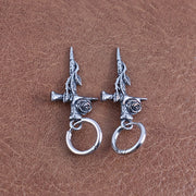 Gothic Fashion Rose Drop Earrings for Women Vintage Hip Hop Style Stainless Steel Earring Male Ear Jewelry Accessories Wholesale