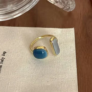 Gothic Dark Red Y2K Cross Star Stone Rings for Women Goth Moon Star Blue Butterfly Crystal Ring Egirl Colorful Opal Ring Jewelry