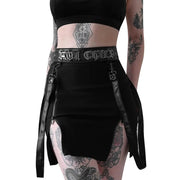 Y2k Skirt Dark Double Zipper Bag Hip Split Gothic Design Tight Skirt Harajuku Black Gothic Bag Hip Skirt Kawaii Vintage